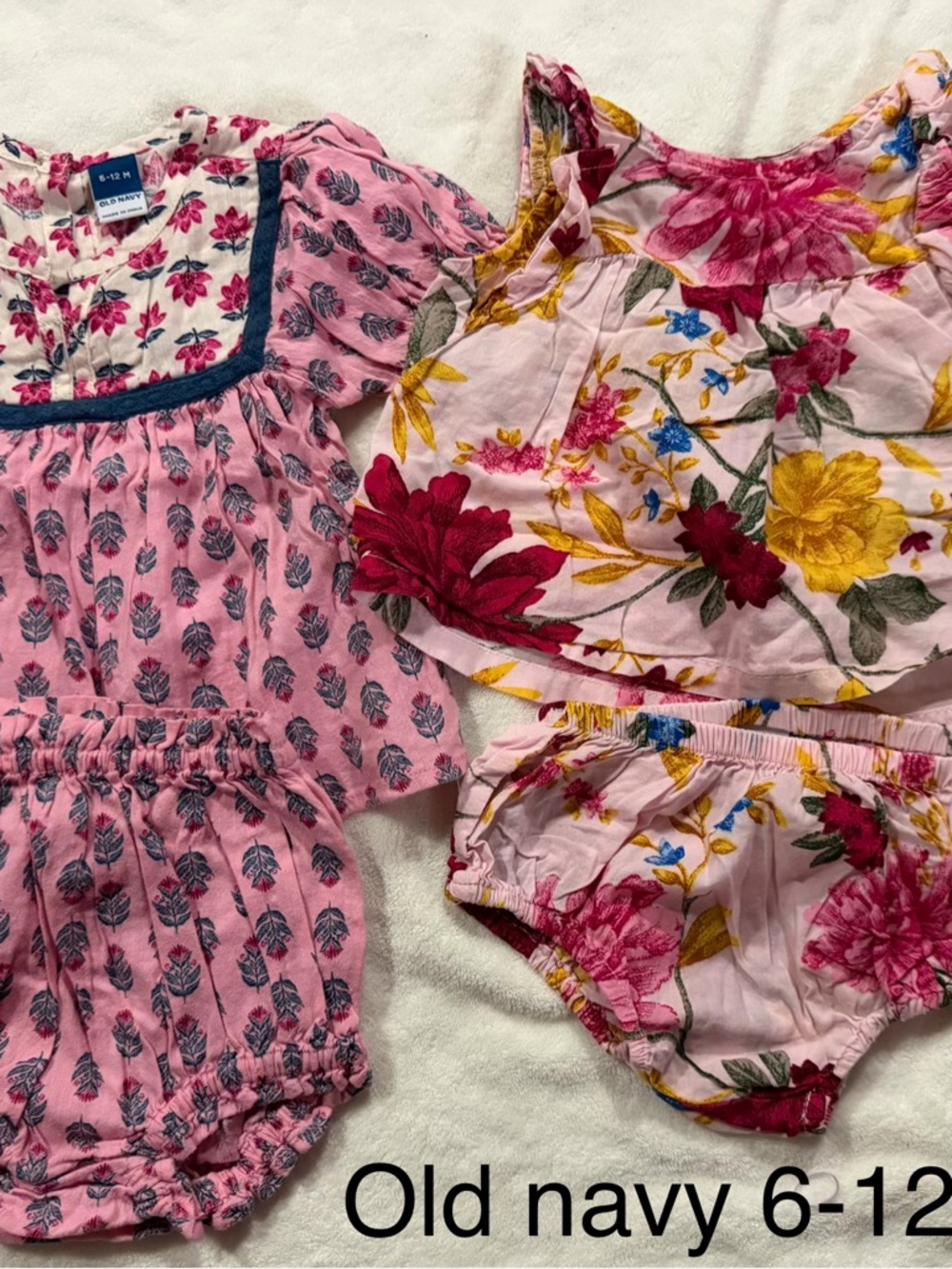 Gap & Old Navy Pink Floral Baby Set - Sleeveless Top & Bloomers 3 set